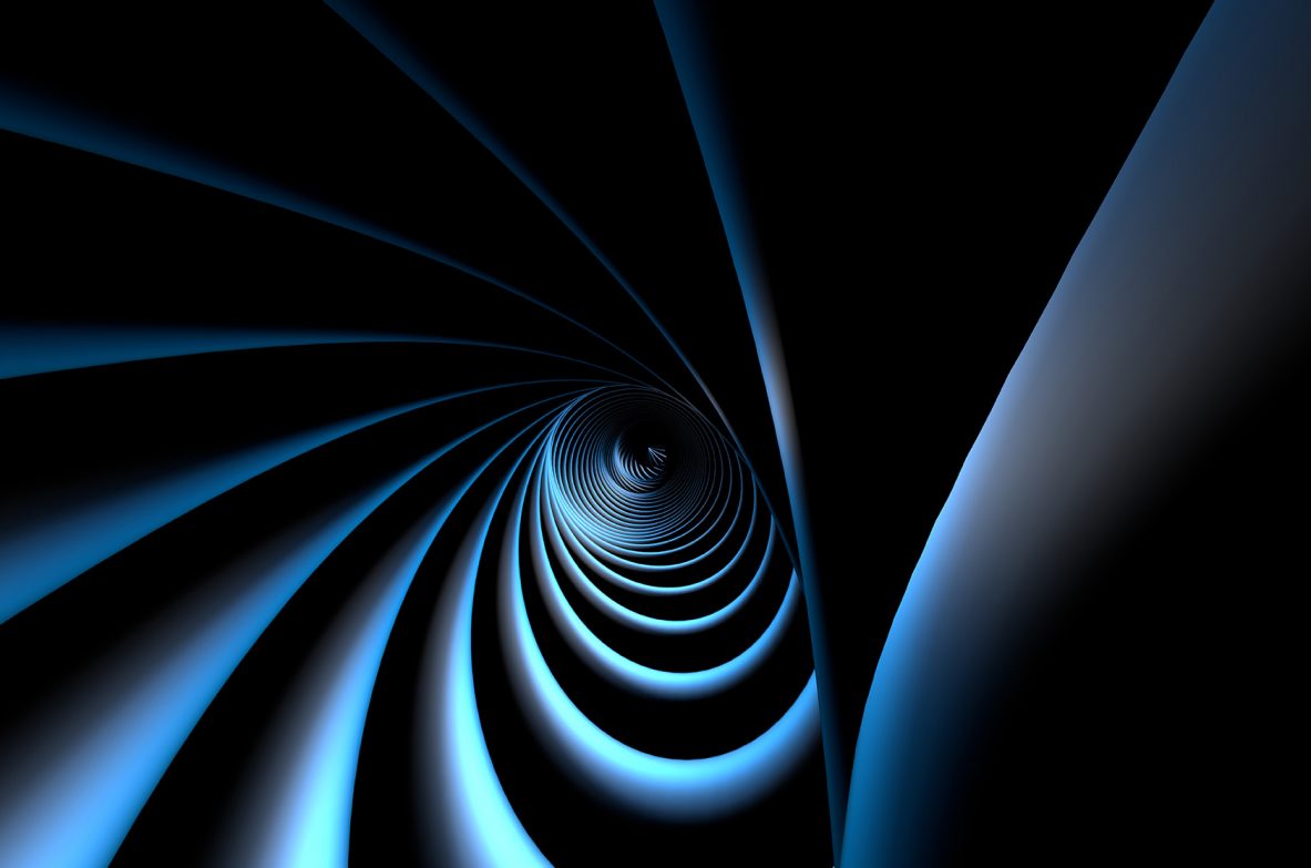 Round abstract tunnel, blue neon.